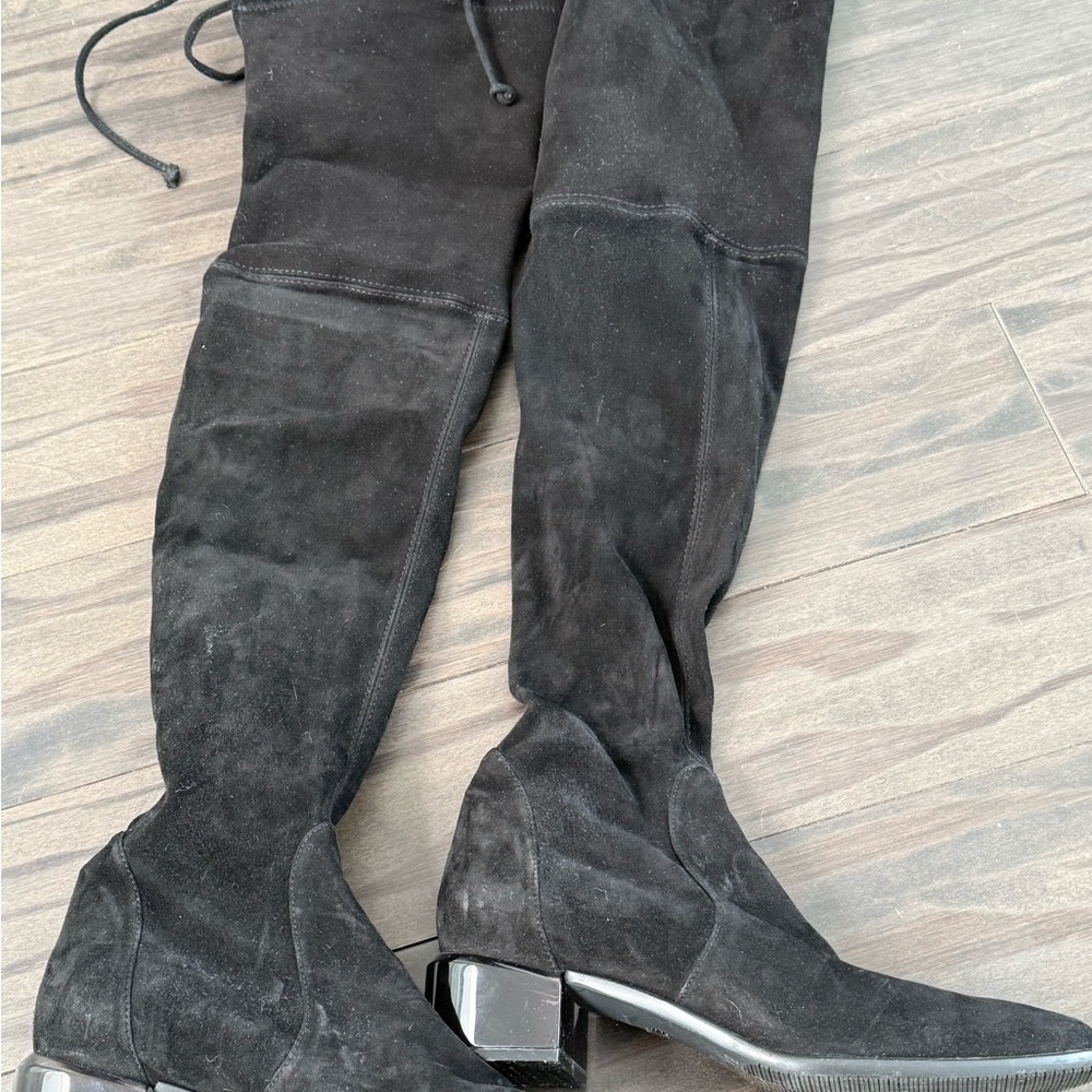 Stuart Weitzman Black Suede Over-the-Knee Boots